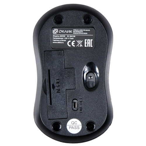 Мышь Oklick 605SW черный оптическая 1200dpi беспров. USB для ноутбука 3but (384108)