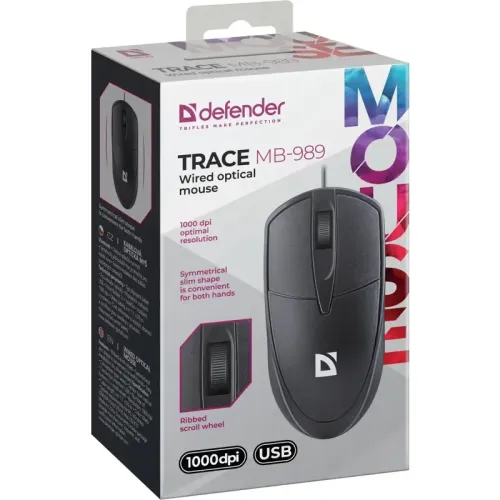 Мышь DEFENDER USB OPTICAL TRACE MB-989 BLACK 52989