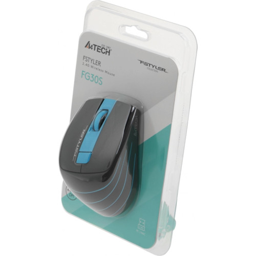 Мышь A4Tech Fstyler FG30S серый/синий оптическая 2000dpi silent беспров. USB 5but (FG30S BLUE)