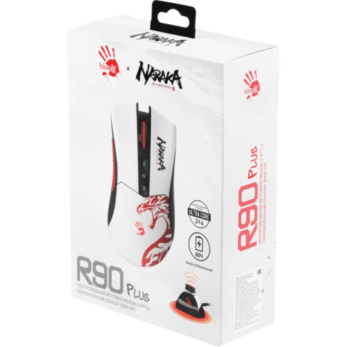 Мышь A4Tech Bloody R90 Plus Naraka белый/рисунок оптическая 5000dpi беспров. USB 7but Мышь A4Tech Bloody R90 Plus Naraka белый/рисунок оптическая 5000dpi беспров. USB 7but