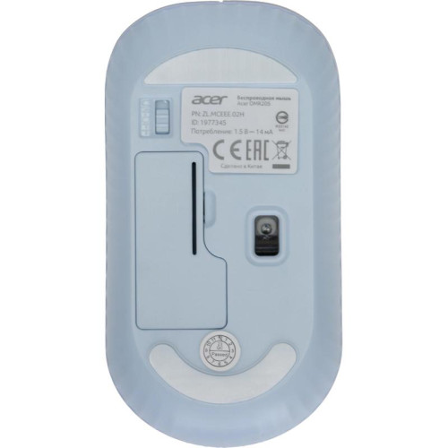 Мышь Acer OMR205 белый/голубой оптическая 1200dpi беспров. USB для ноутбука 3but (ZL.MCEEE.02H)