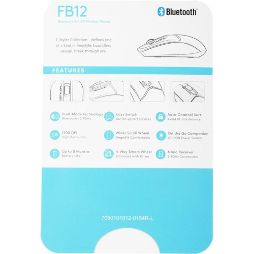 Мышь A4Tech Fstyler FB12 черный оптическая 1200dpi беспров. BT/Radio USB 3but (FB12 BLACK)