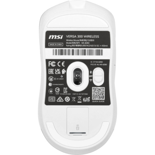 Мышь MSI VERSA 300 W MS-8ZBD белый оптическая 8000dpi беспров. BT/Radio USB 5but (S12-4301440-CLA)