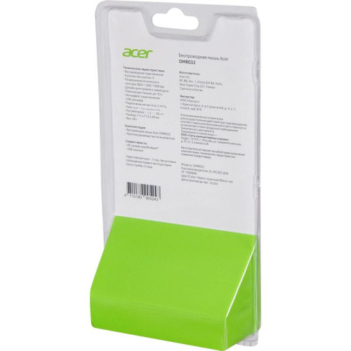 Мышь Acer OMR032 черный/красный оптическая 1600dpi беспров. USB 3but (ZL.MCEEE.009)