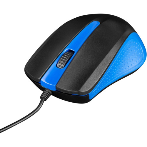 Мышь Oklick 225M черный/синий оптическая 1200dpi USB 3but (288233)