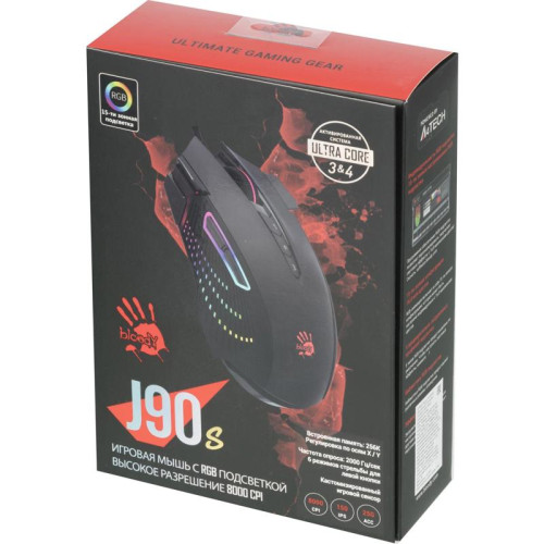 Мышь A4Tech Bloody J90s черный оптическая 8000dpi USB 12but (J90S BLACK ACTIVATED)