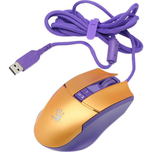 Мышь A4Tech Bloody L65 Max желтый/фиолетовый оптическая 12000dpi USB 6but (L65 MAX/ROYAL VIOLET)