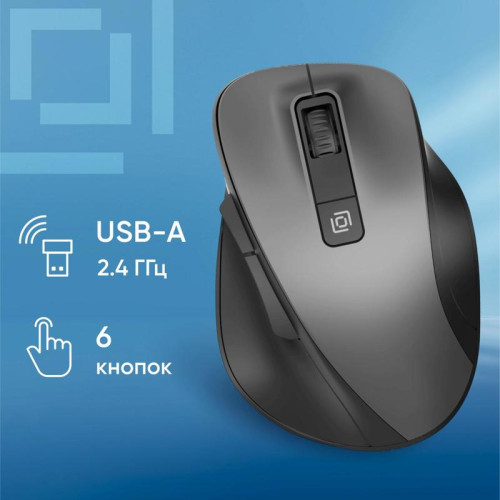 Мышь Oklick 504MW черный/серый оптическая 1600dpi silent беспров. USB 6but (2004736)
