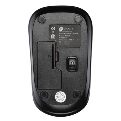 Мышь Oklick 525MW черный/красный оптическая 1000dpi беспров. USB для ноутбука 3but (1090720)