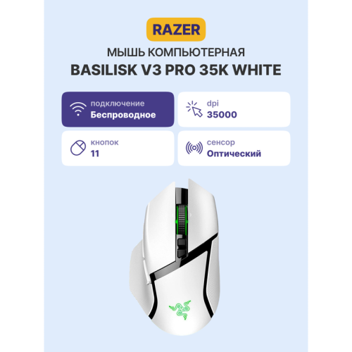 Игровая мышь Razer Basilisk V3 Pro 35K - White gaming mouse/ Razer Basilisk V3 Pro 35K - White gaming mouse Игровая мышь Razer Basilisk V3 Pro 35K - White gaming mouse/ Razer Basilisk V3 Pro 35K - White gaming mouse