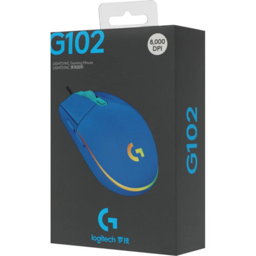 Мышь Logitech G102 LightSync синий оптическая 8000dpi USB 6but (910-005810)