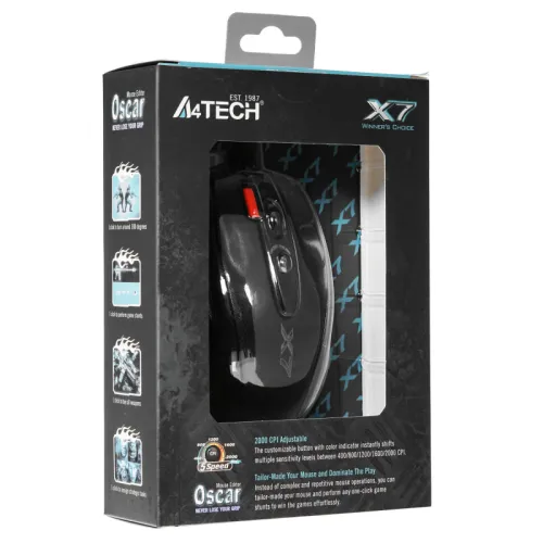 Мышь/ Мышь A4Tech X-710BK черный оптич. 2000dpi USB 7but (X-710BK USB)
