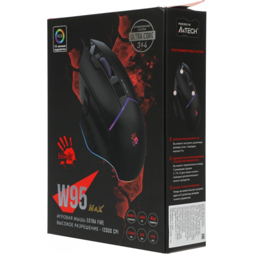 Мышь A4Tech Bloody W95 Max черный оптическая 12000dpi USB 6but (W95 MAX STONE BLACK)