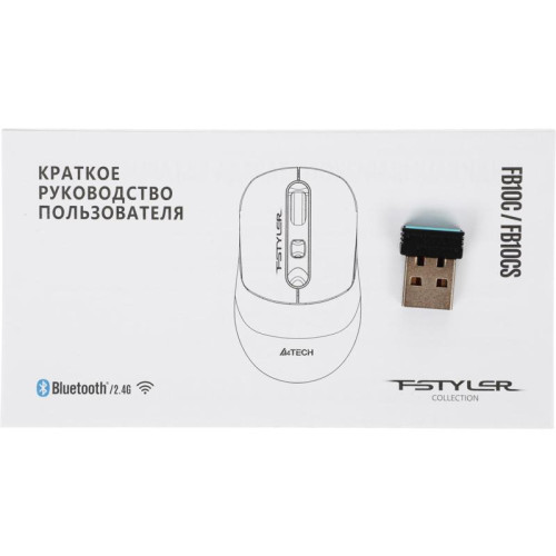 Мышь A4Tech Fstyler FB10C розовый оптическая 2000dpi беспров. BT/Radio USB 4but (FB10C BABY PINK)