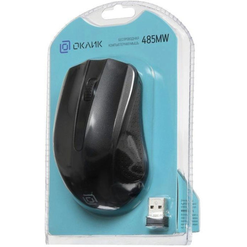 Мышь Oklick 485MW черный оптическая 1600dpi беспров. USB для ноутбука 3but (997819)