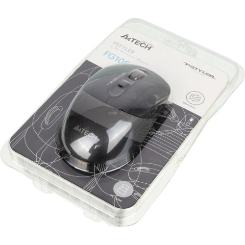 Мышь A4TECH Fstyler FG10S беспроводная оптическая, черный и серый, 2000dpi, USB