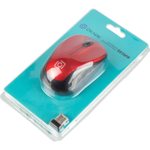 Мышь Oklick 665MW черный/красный оптическая 1600dpi беспров. USB для ноутбука 3but (1025135)