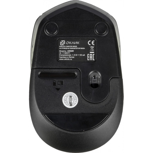 Мышь Oklick 488MW черный/серый оптическая 1600dpi беспров. USB для ноутбука 4but (1196571)