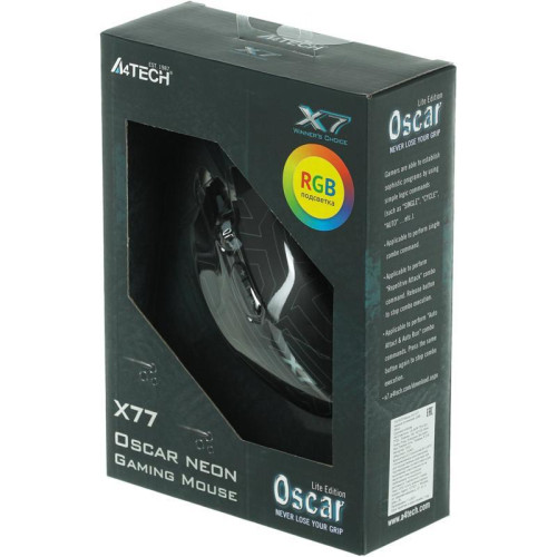 Мышь A4Tech X77 черный оптическая 2400dpi USB 8but (X77 (MAZE))