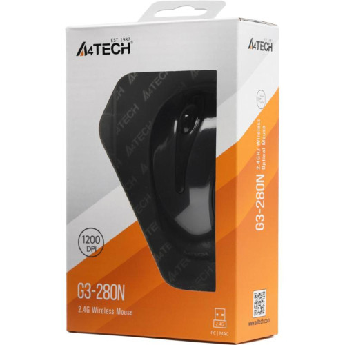 Мышь A4Tech G3-280N серый оптическая 1200dpi беспров. USB для ноутбука 3but