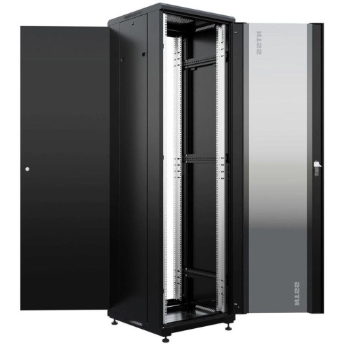 Шкаф коммутационный NTSS Премиум (NTSS-R42U6060GS-BL) напольный 42U 600x600мм пер.дв.стекл металл 900кг черный 510мм 86кг 1987мм IP20 сталь