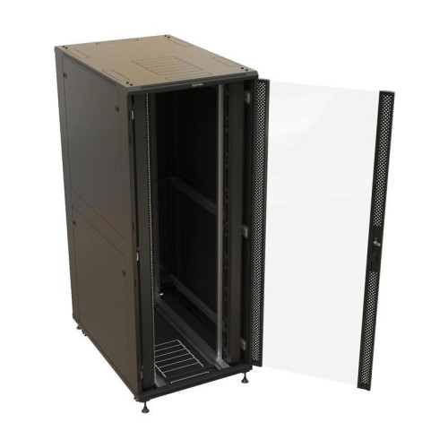 Шкаф коммутационный Hyperline (TTBR-4288-AS-RAL9004) напольный 42U 800x800мм пер.дв.стекл задн.дв.спл.стал.лист 2 бок.пан. 1000кг черный 710мм 2055мм IP20 сталь