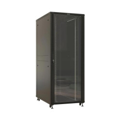 Шкаф коммутационный Hyperline (TTBR-4288-AS-RAL9004) напольный 42U 800x800мм пер.дв.стекл задн.дв.спл.стал.лист 2 бок.пан. 1000кг черный 710мм 2055мм IP20 сталь