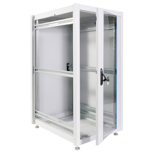 Шкаф коммутационный ЦМО (ШТК-Э-24.6.6-13АА) напольный 24U 600x600мм пер.дв.стекл металл 2 бок.пан. направл.под закл.гайки 540кг серый 515мм 51кг 180град. 1187мм IP20 сталь