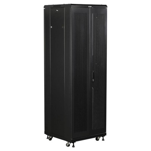 Шкаф коммутационный Lanmaster (TWT-CBB-18U-6X10-G1) напольный 18U 600x1000мм пер.дв.стекл металл 2 бок.пан. 800кг черный