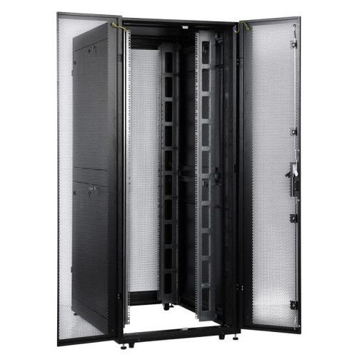 Шкаф серверный ЦМО (ШТК-СП-42.8.10-48АА-9005) напольный 42U 800x930мм пер.дв.перфор. задн.дв.перфор.2-хст. 2 бок.пан. 1350кг черный 690мм 180град. 1950мм