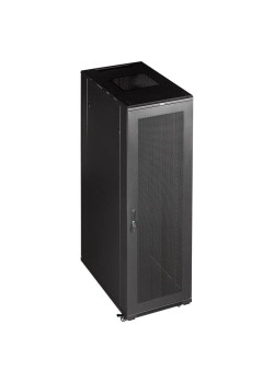 Шкаф коммутационный Lanmaster (TWT-CBB-18U-6X10-G1) напольный 18U 600x1000мм пер.дв.стекл металл 2 бок.пан. 800кг черный