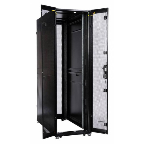 Шкаф серверный ЦМО (ШТК-СП-48.6.12-44АА-9005) напольный 48U 600x1190мм пер.дв.перфор. задн.дв.перфор. 2 бок.пан. направл.под закл.гайки 1350кг черный 890мм 150кг 180град. 2215мм IP20 сталь
