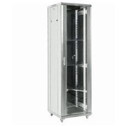 Шкаф коммутационный Rexant (04-2766-211) напольный 27U 600x600мм пер.дв.стекл металл 2 бок.пан. направл.под винты 800кг серый 56кг 230град. 1387мм IP20 сталь