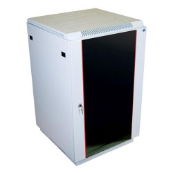 Шкаф коммутационный ЦМО (ШТК-М-18.6.6-1ААА) напольный 18U 600x600мм пер.дв.стекл задн.дв.стал.лист 2 бок.пан. направл.под закл.гайки 270кг серый 455мм 48.6кг 180град. 960мм