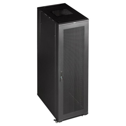 Шкаф коммутационный Lanmaster (TWT-CBB-18U-6X10-G1) напольный 18U 600x1000мм пер.дв.стекл металл 2 бок.пан. 800кг черный