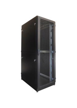 Шкаф серверный ЦМО (ШТК-М-42.8.10-48АА-9005) напольный 42U 800x1050мм пер.дв.перфор. 2 бок.пан. задн.дв.двуст. направл.под закл.гайки 1200кг черный 850мм