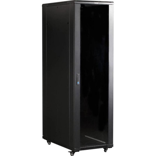 Шкаф коммутационный Lanmaster Business (TWT-CBB-18U-6X10-P1) напольный 18U 600x1000мм пер.дв.перфор. задн.дв.перфор.2-хст. 2 бок.пан. 800кг черный 926мм IP20