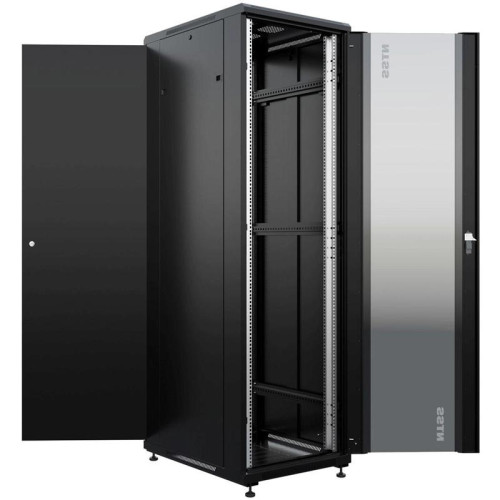 Шкаф серверный NTSS Премиум (NTSS-R42U6080GS-BL) напольный 42U 600x800мм пер.дв.стекл металл 900кг черный 710мм 99кг 1987мм IP20 сталь