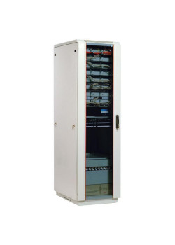 Шкаф коммутационный ЦМО (ШТК-М-42.6.8-1ААА) напольный 42U 600x800мм пер.дв.стекл задн.дв.стал.лист 2 бок.пан. направл.под закл.гайки 550кг серый 655мм 104.6кг 180град. 2030мм