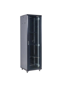 Шкаф коммутационный Rexant (04-3766-212) напольный 37U 600x600мм пер.дв.стекл металл 2 бок.пан. направл.под винты 800кг черный 75кг 230град. 1832мм IP20 сталь