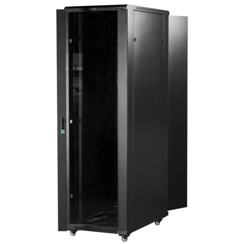 Шкаф серверный Lanmaster (TWT-CBB-22U-6X8-G1) напольный 22U 600x800мм пер.дв.стекл задн.дв.двуст. 2 бок.пан. 800кг черный IP20