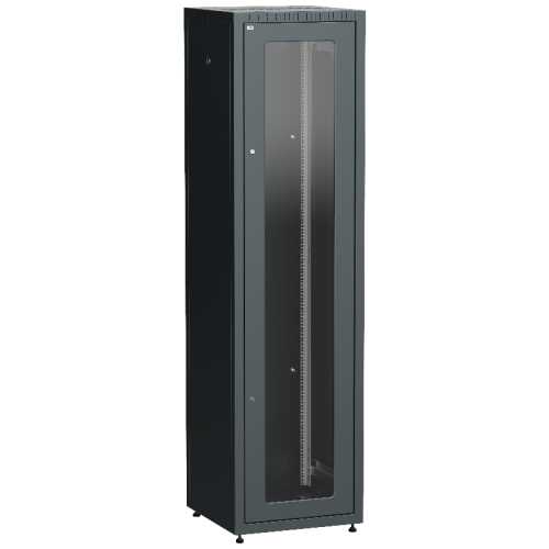 ITK LINEA E 42U 600х600мм стекл. пер. дв. задн. метал. чер.