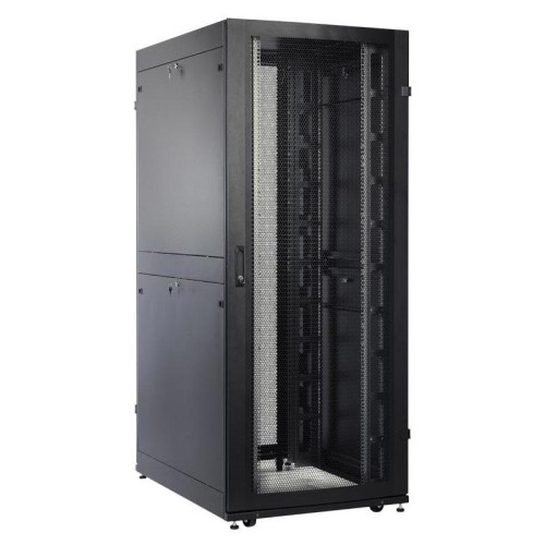 Шкаф серверный ЦМО (ШТК-СП-48.8.12-48АА-9005) напольный 48U 800x1130мм пер.дв.перфор. задн.дв.перфор.2-хст. 2 бок.пан. направл.под закл.гайки 1350кг черный 890мм 170кг 180град. 2215мм
