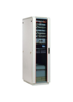 Шкаф коммутационный ЦМО (ШТК-М-42.6.6-1ААА) напольный 42U 600x600мм пер.дв.стекл задн.дв.стал.лист 2 бок.пан. направл.под закл.гайки 550кг серый 455мм 92.3кг 180град. 2030мм
