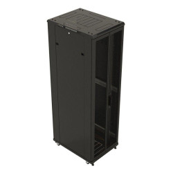 Шкаф HyperlineTTB-4281-DD-RAL9004 напольный 42U 2055x800х1000 мм (ВхШхГ), передняя и задняя распашные перфорированные двери (75%), ручка с замком, 2 вертикальных кабельных организатора, крыша нового типа,цвет черный (RAL 9004 (разобранный) (074935)