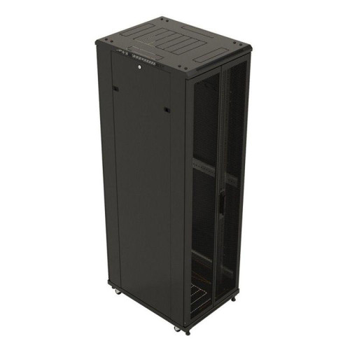 Шкаф HyperlineTTB-4281-DD-RAL9004 напольный 42U 2055x800х1000 мм (ВхШхГ), передняя и задняя распашные перфорированные двери (75%), ручка с замком, 2 вертикальных кабельных организатора, крыша нового типа,цвет черный (RAL 9004 (разобранный) (074935)
