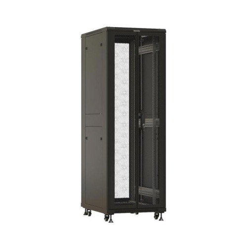 Шкаф серверный Hyperline TTBR-4261-DD-RAL9004 напольный 42U 600x1000мм пер.дв.перфор. задн.дв.перфор. 2 бок.пан. направл.под закл.гайки 800кг черный 910мм 122.2кг 2055мм IP20 сталь