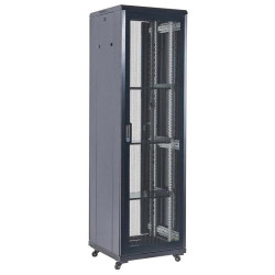 Шкаф серверный Rexant (04-4266-232) напольный 42U 600x800мм пер.дв.перфор. металл 2 бок.пан. направл.под винты 800кг черный 92кг 230град. 2054мм IP20 сталь