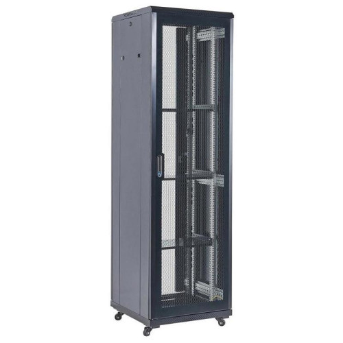 Шкаф серверный Rexant (04-4266-232) напольный 42U 600x800мм пер.дв.перфор. металл 2 бок.пан. направл.под винты 800кг черный 92кг 230град. 2054мм IP20 сталь