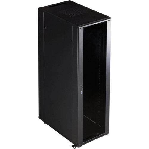 Шкаф коммутационный Lanmaster Business (TWT-CBB-18U-6X10-P1) напольный 18U 600x1000мм пер.дв.перфор. задн.дв.перфор.2-хст. 2 бок.пан. 800кг черный 926мм IP20